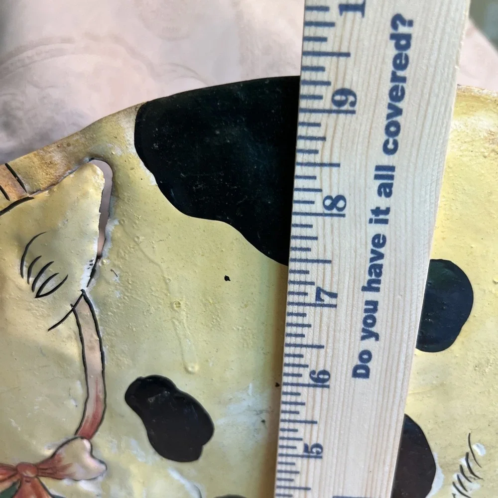 Handpainted Folk Art Pig With Bow Planter Signed